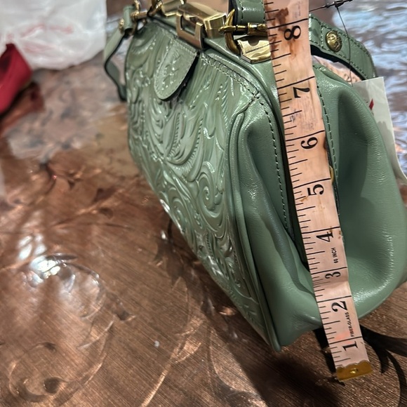 Patricia Nash Handbag Satchel SAGE Gracchi Frame Tooled Leather Long Strap - Picture 12 of 12